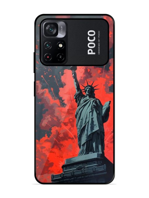 Lady Liberty'S Firework Finale Glossy Soft Edge Case for Poco M4 Pro (5G) Chachhi