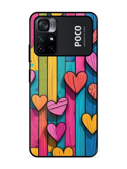 Rainbow Of Hearts Glossy Soft Edge Case for Poco M4 Pro (5G) Chachhi