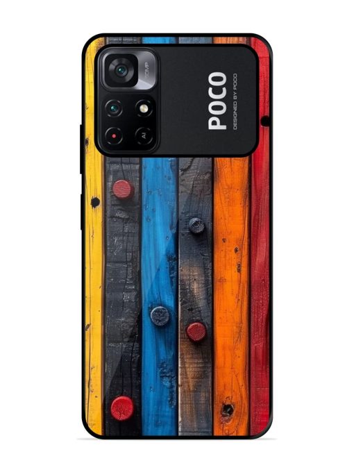 Rainbow Plank Glossy Soft Edge Case for Poco M4 Pro (5G) Chachhi