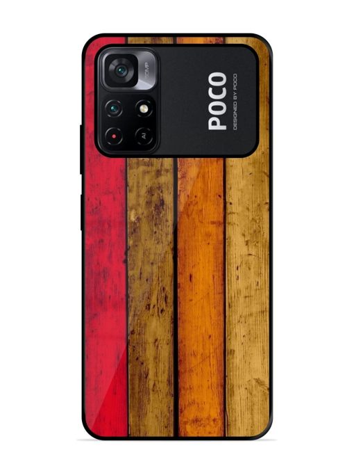 Colorful Woodgrain Glossy Soft Edge Case for Poco M4 Pro (5G) Chachhi