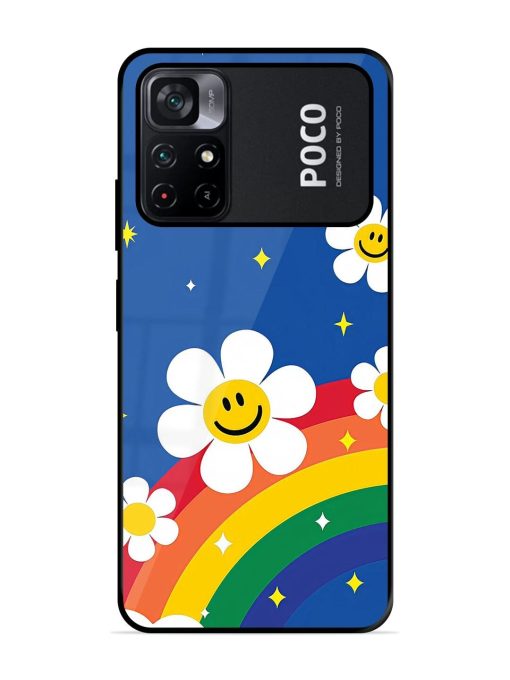 Happy Daisies And Rainbow Sky Glossy Soft Edge Case for Poco M4 Pro (5G) Chachhi