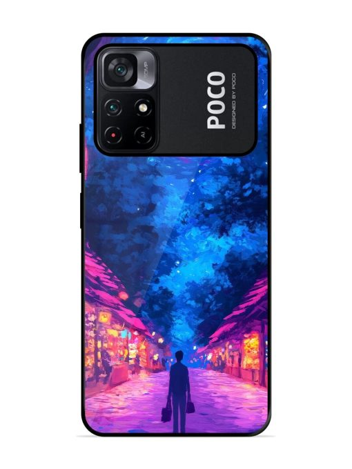 Neon Nightscape Glossy Soft Edge Case for Poco M4 Pro (5G) Chachhi