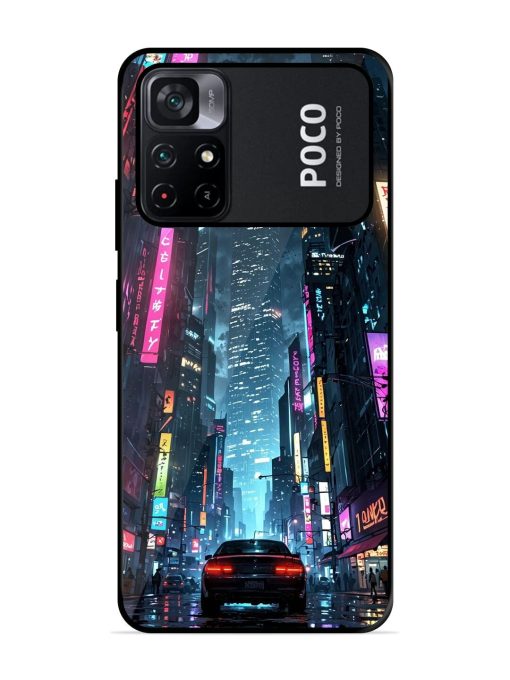 Neon Nightscape Glossy Soft Edge Case for Poco M4 Pro (5G) Chachhi