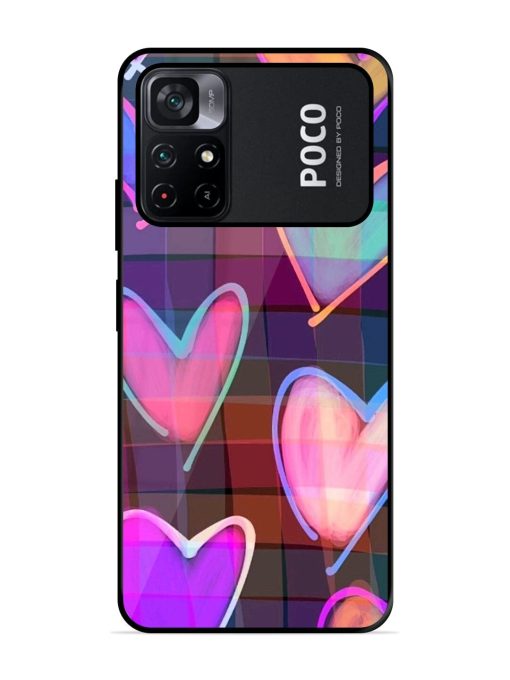 Neon Hearts Glossy Soft Edge Case for Poco M4 Pro (5G) Chachhi