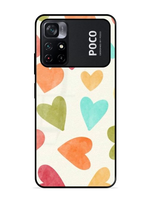 Watercolor Hearts Glossy Soft Edge Case for Poco M4 Pro (5G) Chachhi