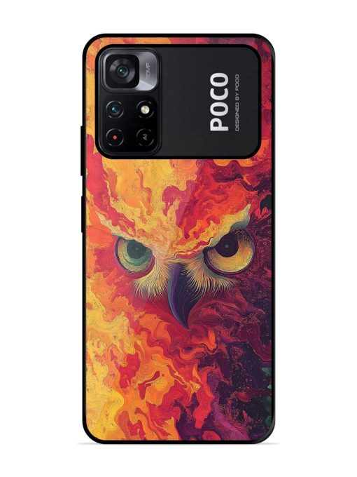 Fiery Owl Glossy Soft Edge Case for Poco M4 Pro (5G) Chachhi