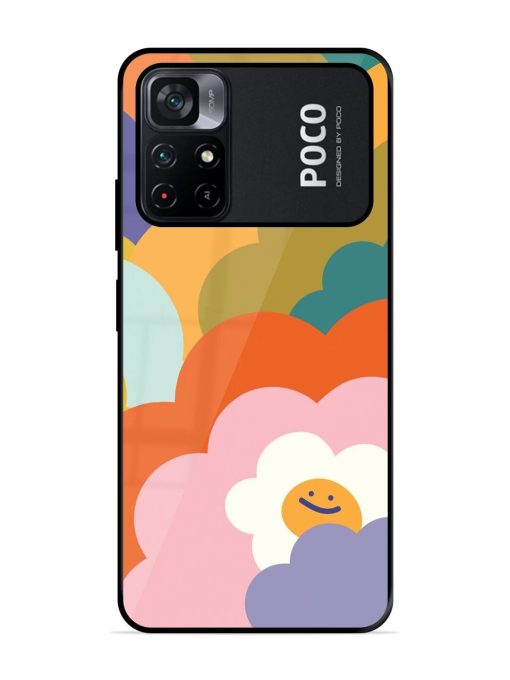 Happy Flower Power Glossy Soft Edge Case for Poco M4 Pro (5G) Chachhi