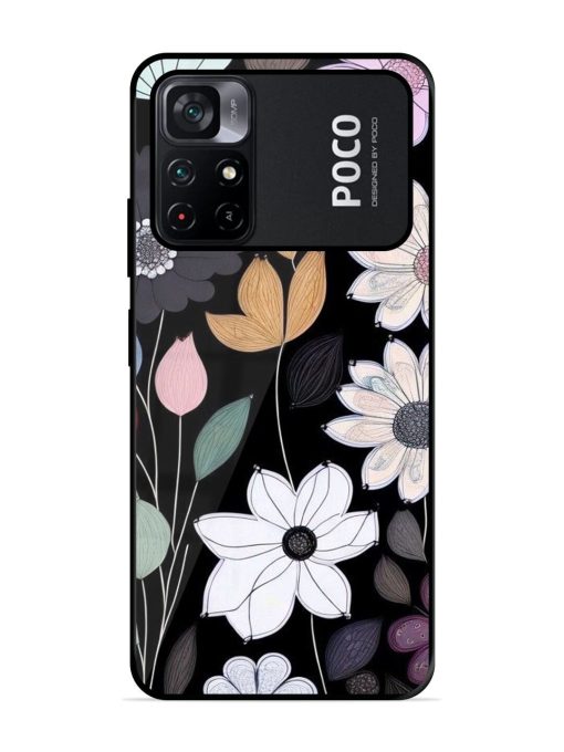 Whimsical Blooms On Black Glossy Soft Edge Case for Poco M4 Pro (5G) Chachhi