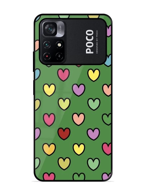 Rainbow Heart Parade Glossy Soft Edge Case for Poco M4 Pro (5G) Chachhi