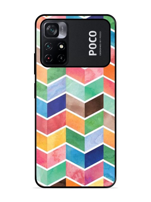 Watercolor Chevron Whimsy Glossy Soft Edge Case for Poco M4 Pro (5G) Chachhi