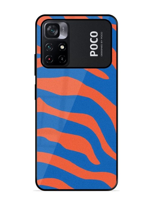 Zebra Stripes In Blue And Orange Glossy Soft Edge Case for Poco M4 Pro (5G) Chachhi