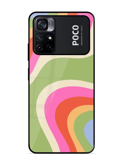 Wavy Rainbow Wonderland Glossy Soft Edge Case for Poco M4 Pro (5G) Chachhi