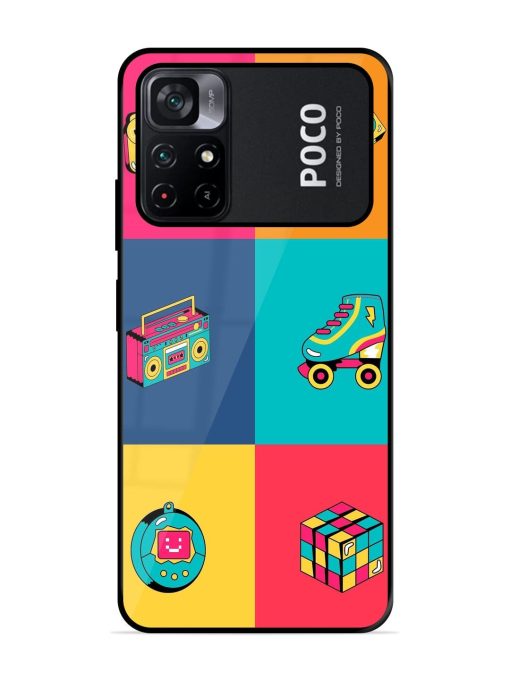 90S Throwback Grid Glossy Soft Edge Case for Poco M4 Pro (5G) Chachhi