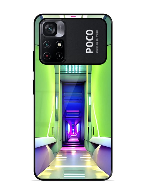 Neon Corridor Glossy Soft Edge Case for Poco M4 Pro (5G) Chachhi