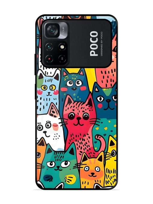 Feline Frenzy Glossy Soft Edge Case for Poco M4 Pro (5G) Chachhi