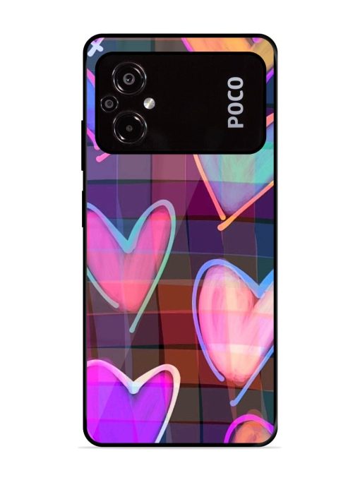 Neon Hearts Glossy Soft Edge Case for Poco M5