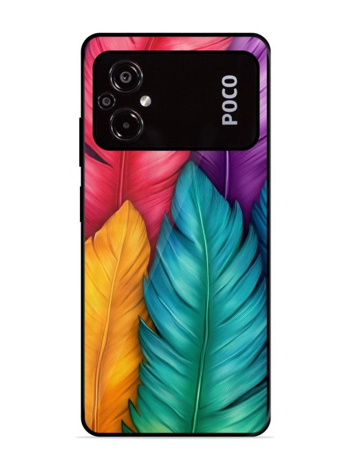 Rainbow Feathers Glossy Soft Edge Case for Poco M5 Chachhi