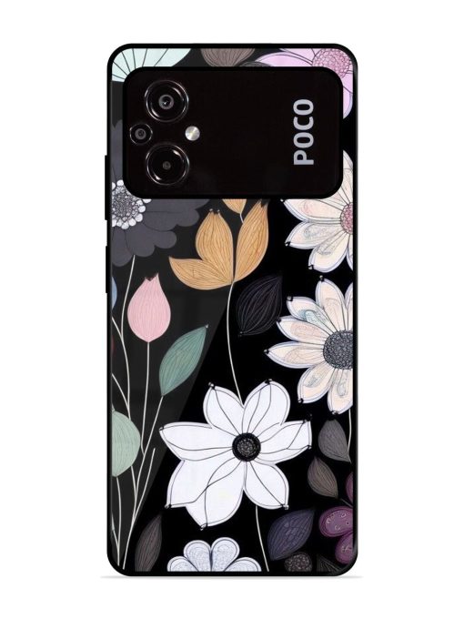 Whimsical Blooms On Black Glossy Soft Edge Case for Poco M5 Chachhi