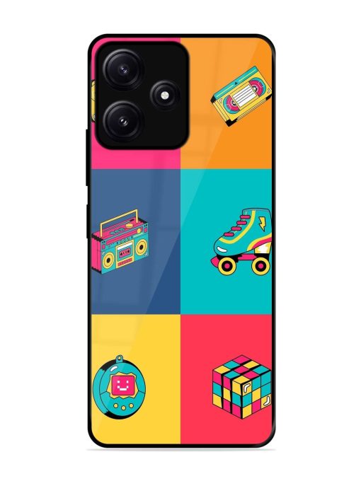 90S Throwback Grid Glossy Soft Edge Case for Poco M6 (5G) Chachhi