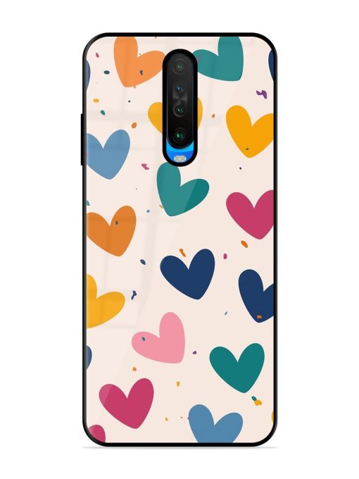 Rainbow Hearts Glossy Soft Edge Case for Poco X2