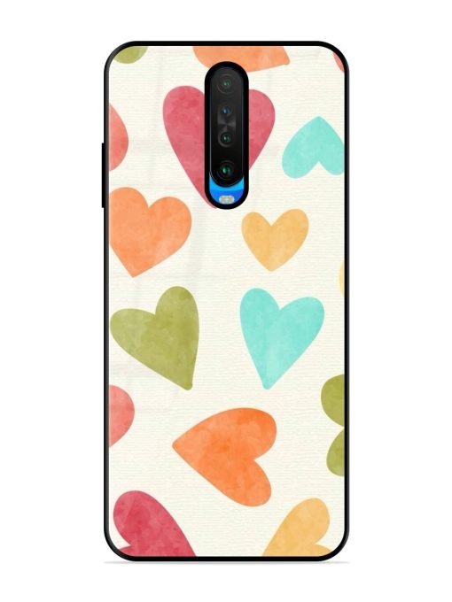 Watercolor Hearts Glossy Soft Edge Case for Poco X2