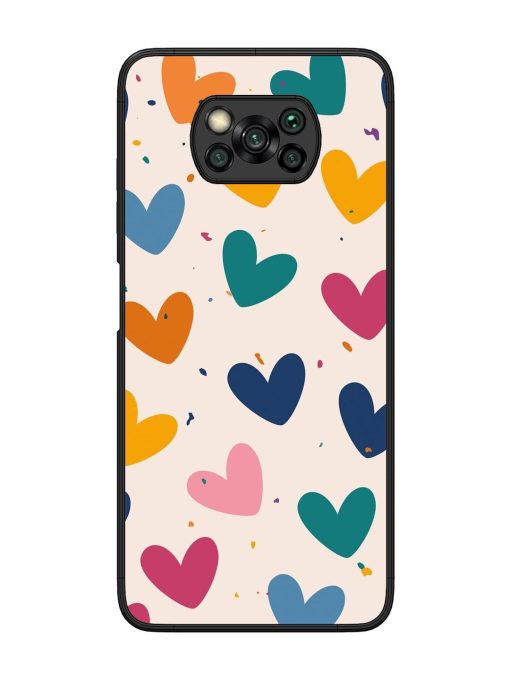 Rainbow Hearts Glossy Soft Edge Case for Poco X3 Chachhi