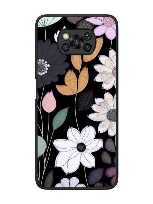 Whimsical Blooms On Black Glossy Soft Edge Case for Poco X3 Chachhi