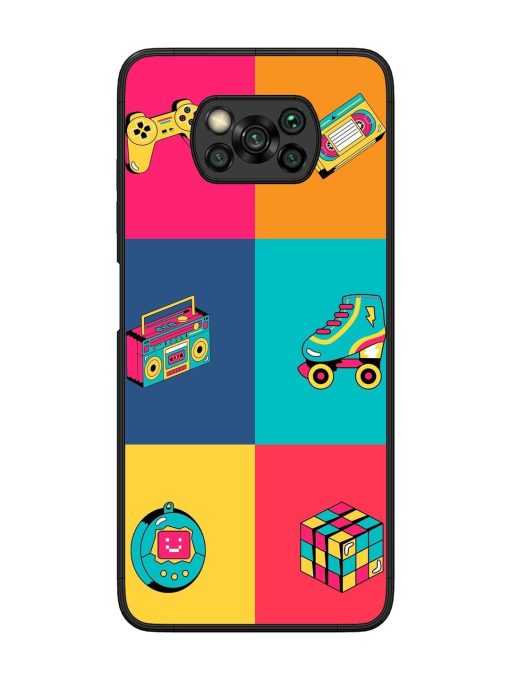 90S Throwback Grid Glossy Soft Edge Case for Poco X3 Chachhi