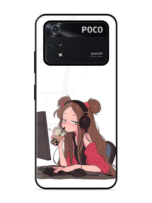 Girl Playing On Pc Glossy Soft Edge Case for Poco X4 Pro (5G) Chachhi