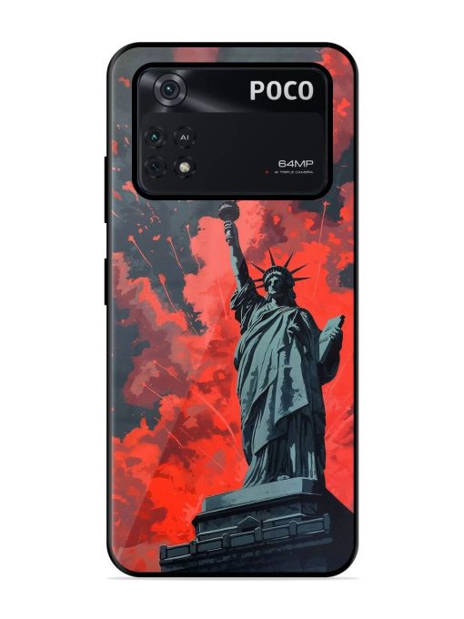 Lady Liberty'S Firework Finale Glossy Soft Edge Case for Poco X4 Pro (5G) Chachhi