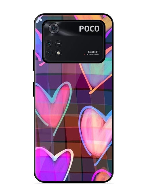 Neon Hearts Glossy Soft Edge Case for Poco X4 Pro (5G) Chachhi