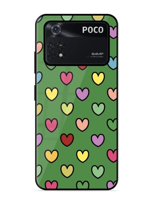 Rainbow Heart Parade Glossy Soft Edge Case for Poco X4 Pro (5G)