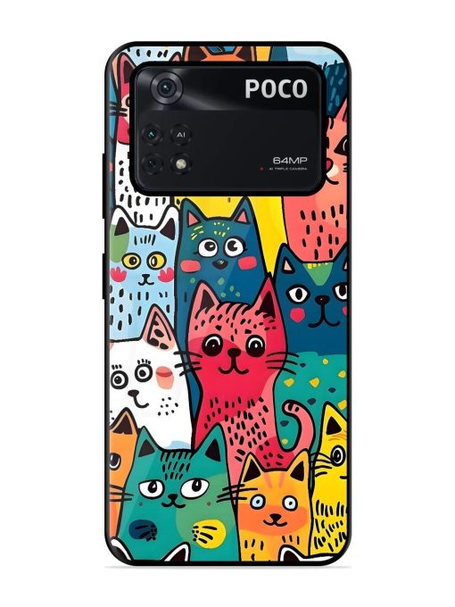 Feline Frenzy Glossy Soft Edge Case for Poco X4 Pro (5G) Chachhi