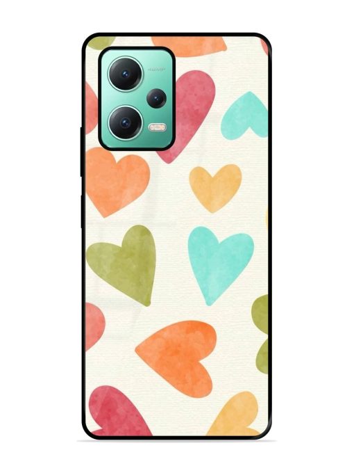 Watercolor Hearts Glossy Soft Edge Case for Poco X5 (5G)