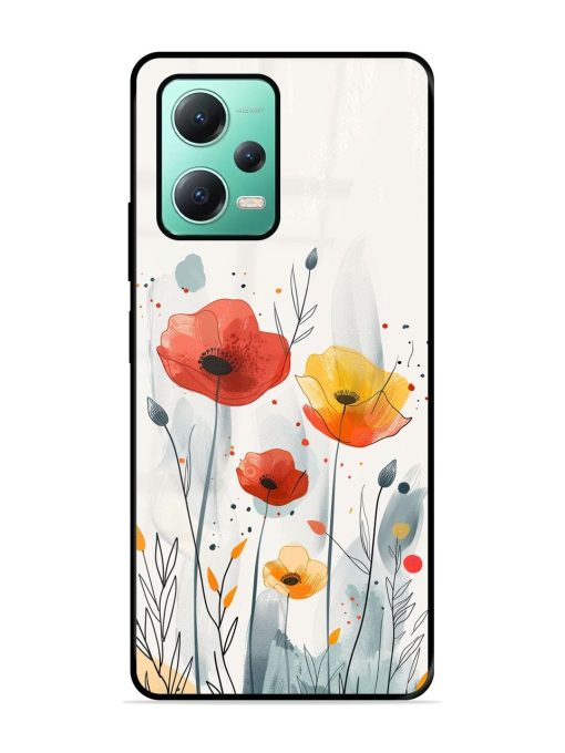 Poppy Fields Glossy Soft Edge Case for Poco X5 (5G)