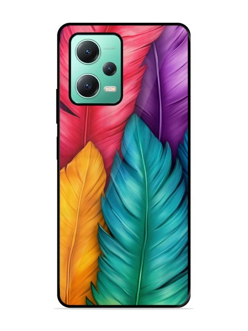 Rainbow Feathers Glossy Soft Edge Case for Poco X5 (5G)