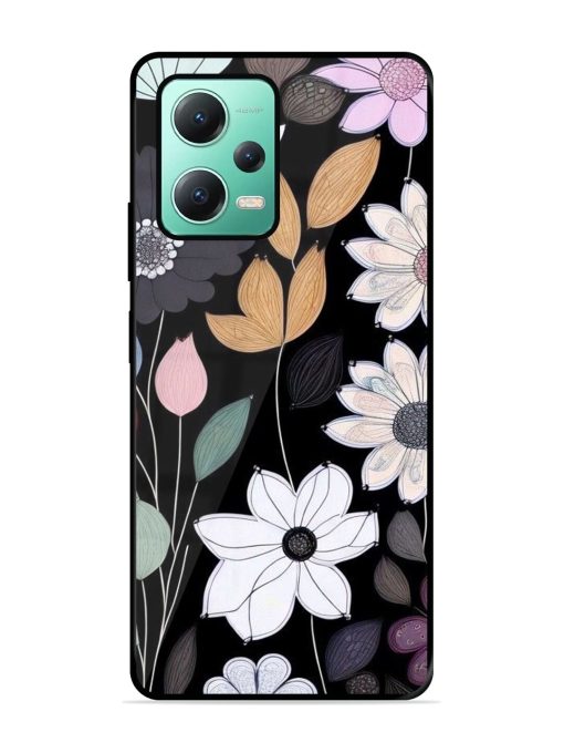 Whimsical Blooms On Black Glossy Soft Edge Case for Poco X5 (5G)