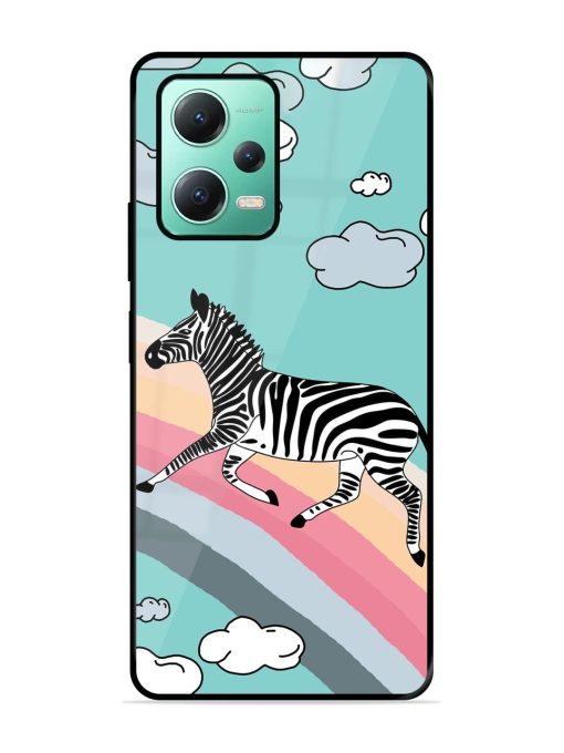 Zebra On A Rainbow Glossy Soft Edge Case for Poco X5 (5G)