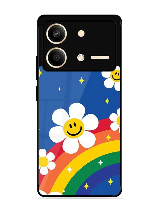 Happy Daisies And Rainbow Sky Glossy Soft Edge Case for Poco X6 Neo (5G) Chachhi