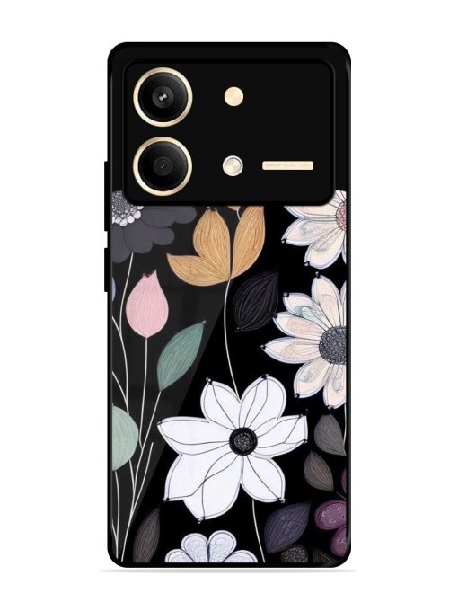 Whimsical Blooms On Black Glossy Soft Edge Case for Poco X6 Neo (5G) Chachhi