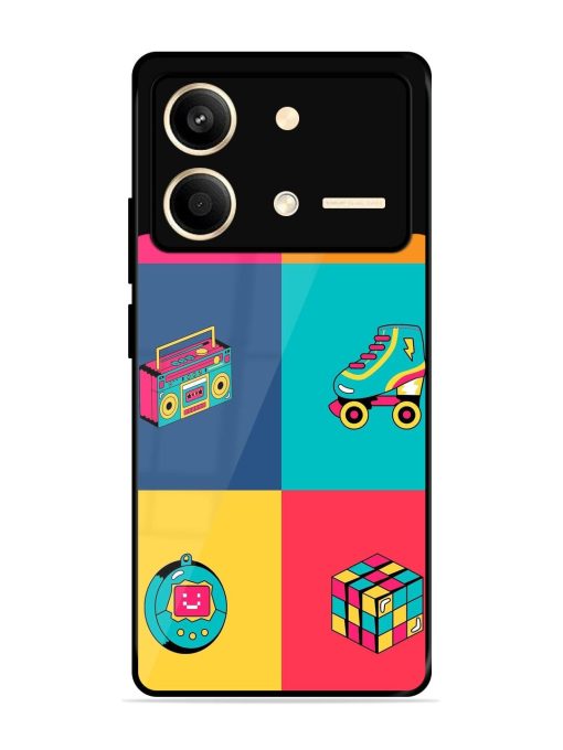 90S Throwback Grid Glossy Soft Edge Case for Poco X6 Neo (5G) Chachhi