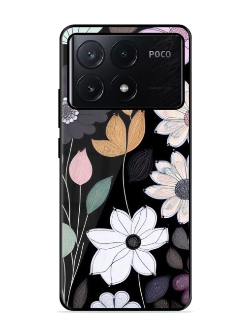 Whimsical Blooms On Black Glossy Soft Edge Case for Poco X6 Pro (5G)