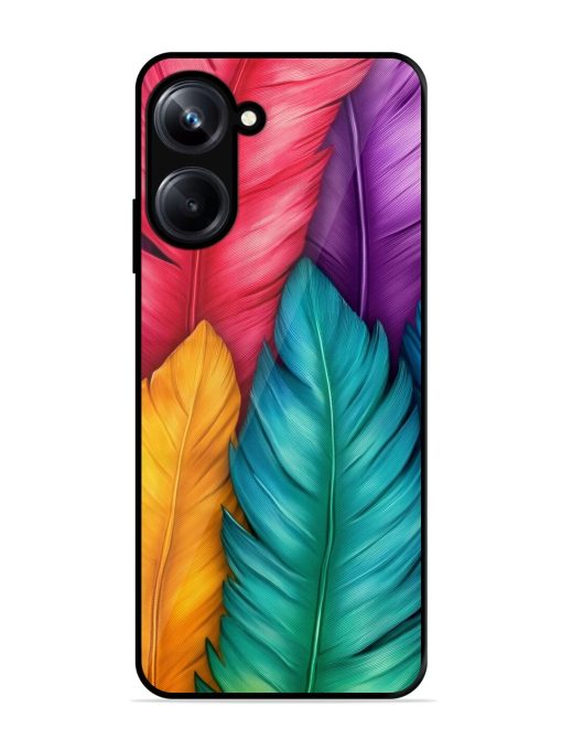 Rainbow Feathers Glossy Soft Edge Case for Realme 10 Pro (5G) Chachhi