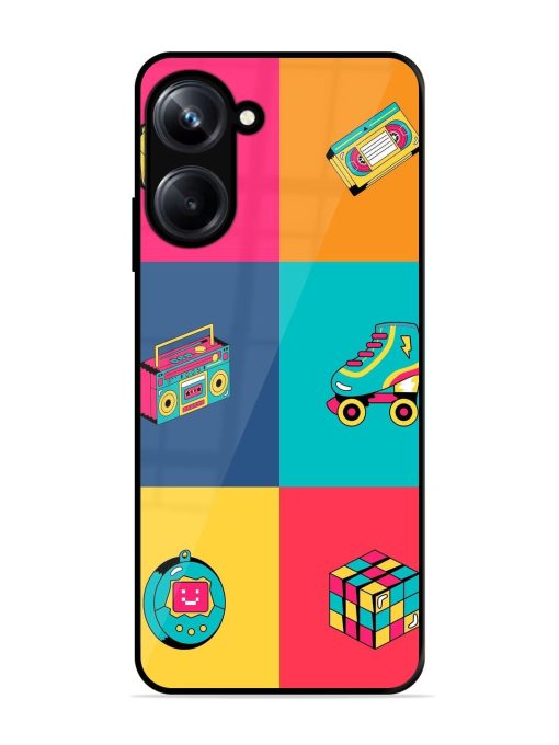 90S Throwback Grid Glossy Soft Edge Case for Realme 10 Pro (5G) Chachhi