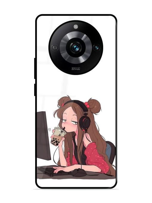 Girl Playing On Pc Glossy Soft Edge Case for Realme 11 Pro (5G) Chachhi