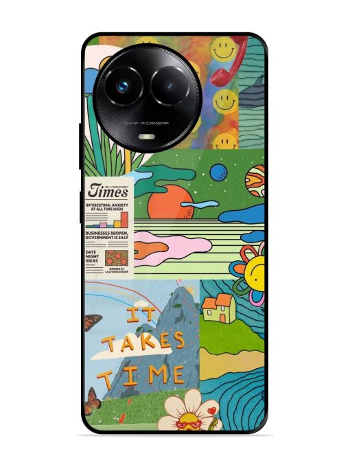 Groovy Vibes Glossy Soft Edge Case for Realme 11X (5G) Chachhi