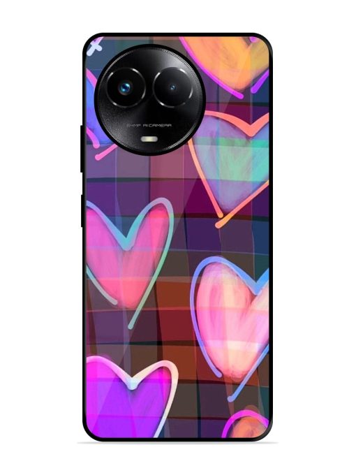 Neon Hearts Glossy Soft Edge Case for Realme 11X (5G) Chachhi