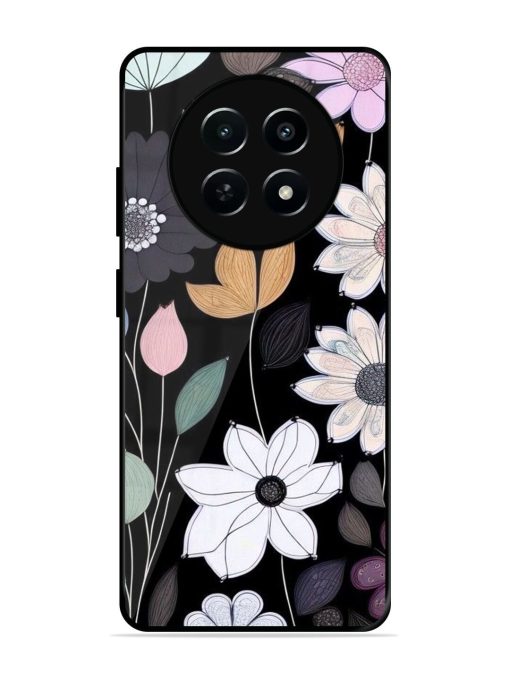 Whimsical Blooms On Black Glossy Soft Edge Case for Realme 12 (5G) Chachhi