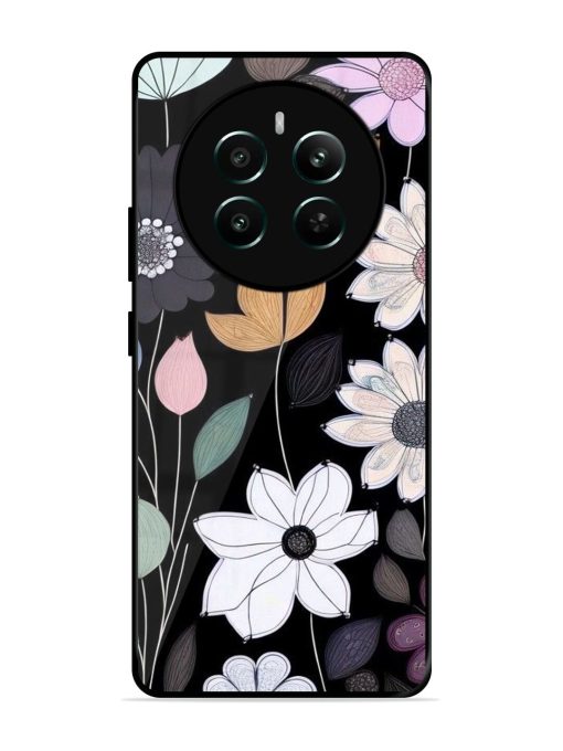 Whimsical Blooms On Black Glossy Soft Edge Case for Realme 12 Plus (5G)