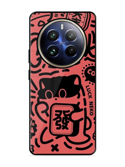 Lucky Cat Doodle Glossy Soft Edge Case for Realme 12 Pro Plus (5G) Chachhi